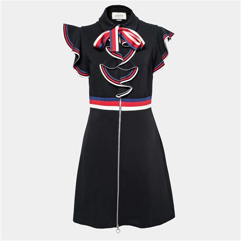 New! Gucci Sylvie Web Stretch Jersey Ruffle Dress 